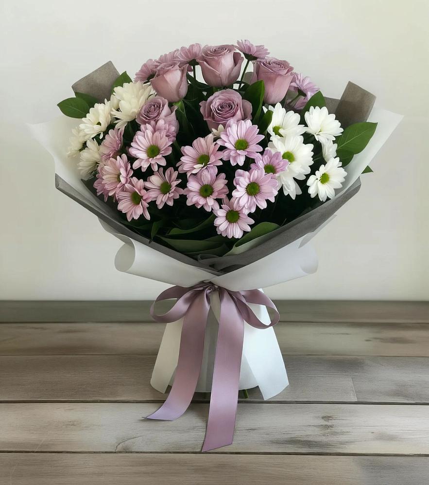 Букет цветов из: Хризантемы и Розы в Кириллове