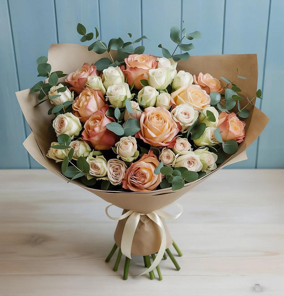 Букет цветов из: Альстромерии и Розы в Кириллове