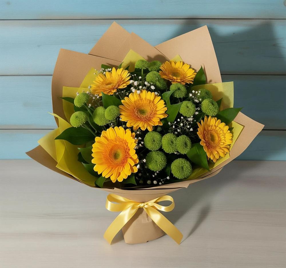 Букет цветов из: Герберы и Хризантемы в Кириллове