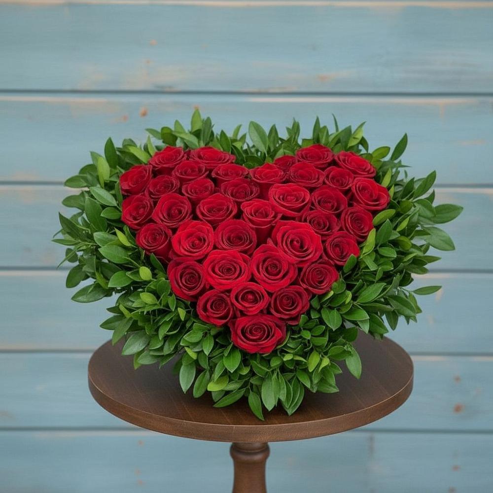 Цветочная композиция из Розы в виде сердца в Кириллове