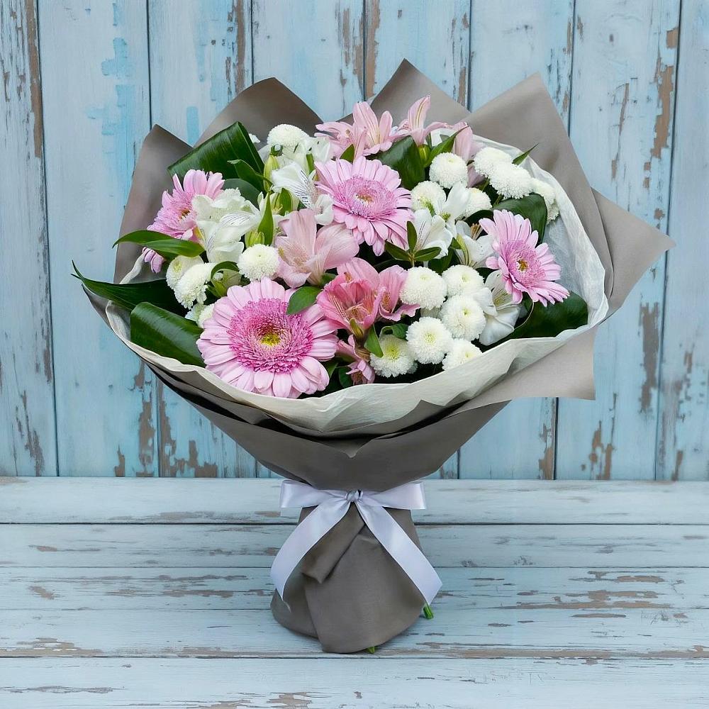 Букет цветов из: Герберы, Альстромерии и Хризантемы в Кириллове