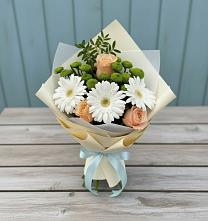 Букет цветов из:  Герберы, Розы и Хризантемы в Кириллове